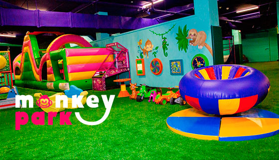 Целый день развлечений или проведение дня рождения и детского праздника в семейном парке развлечений Monkey Park в ТРК Mari: нерф-арена, батуты, ниндзя-парк, настоящая пещера и не только. Скидка до 58%